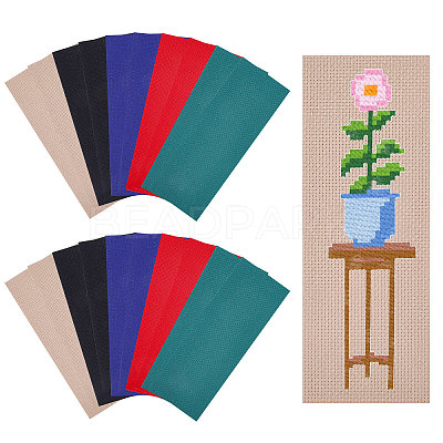 20Pcs 5 Colors Cotton Aida Cloth Bookmarks for Cross Stitch Making AJEW-GL0003-01-1