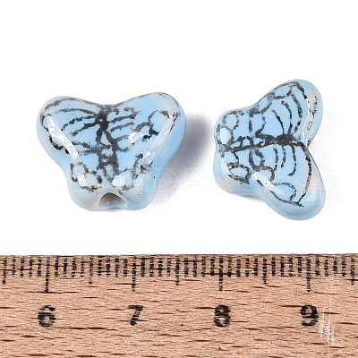 Hand Painted Butterfly Porcelain Beads PORC-Q006-05E-1