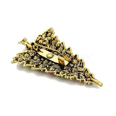 Christmas Tree Alloy Rhinestone Brooches Pins JEWB-I049-01AG-1