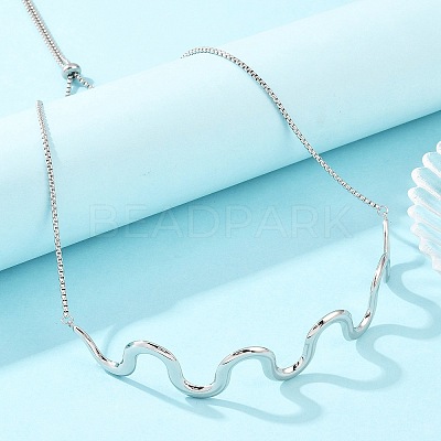 304 Stainless Steel Wavy Line Choker Slider Necklaces NJEW-Z106-01P-1