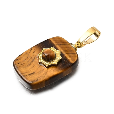 Natural Tiger Eye Pendants G-T151-02H-1