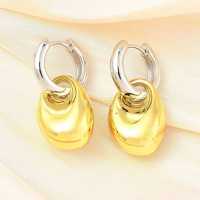 Nuggets Brass Hoop Earrings for Women EJEW-U057-06B-03GP-1