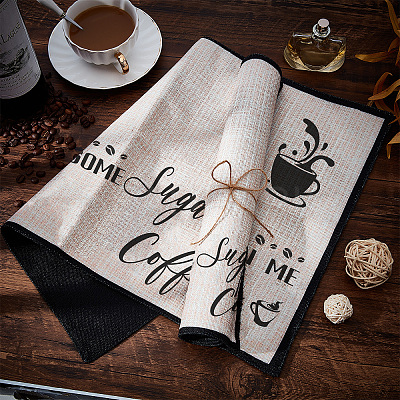 Coffee Theme Cotton and Linen Cup Mats AJEW-WH0201-017-1