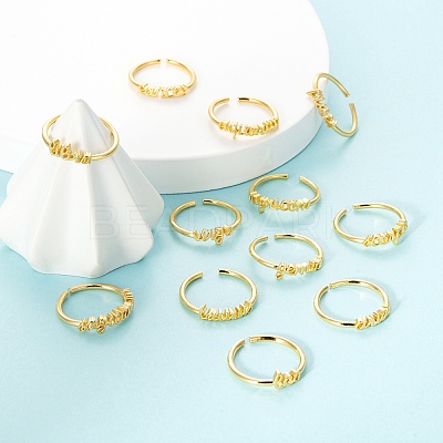 12Pcs 12 Style Brass Cuff Rings RJEW-LS0001-37G-1