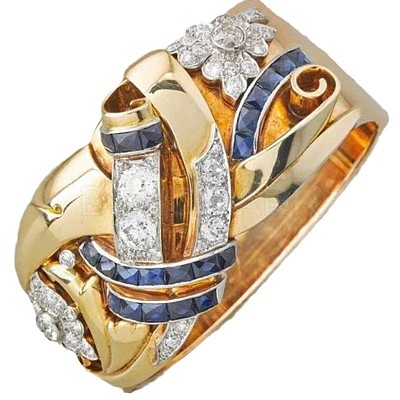 Flower Brass Micro Pave Clear Cubic Zirconia Finger Rings FS-WGA7D1C-01-1