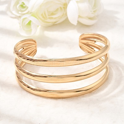 Boho 304 Stainless Steel 3-Line Cuff Bangles SA-CBA1E89-01A-G-1