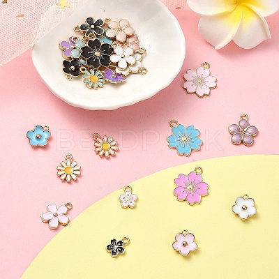 25Pcs 25 Styles Light Gold Plated Alloy Enamel Pendants ENAM-YW0004-33-1