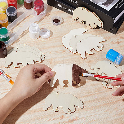 Animal Theme Unfinished Blank Wooden Pendants Set for Painting Arts WOOD-WH0124-26B-1