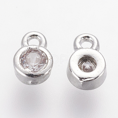 Brass Cubic Zirconia Charms ZIRC-P068-01P-1