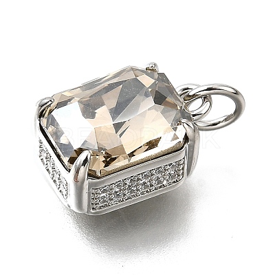 Brass Glass Charms KK-V011-32P-1