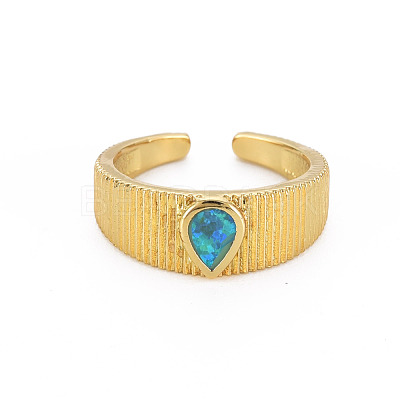 Teardrop Natural Opal Cuff Ring for Women RJEW-T016-33-NF-1