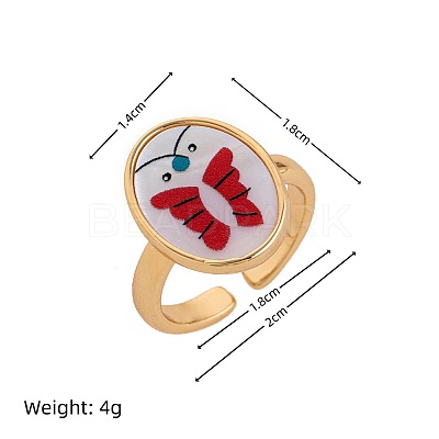 Brass & Shell Cuff Open Rings FS-WGBC7E6-01-1