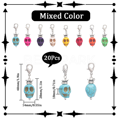 20PCS Skull Synthetic Howlite Pendant Decorations HJEW-SC0001-41-1