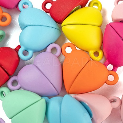 18 Sets 9 Colors Spray Painted Alloy Magnetic Clasps with Loops FIND-LS0001-65-1