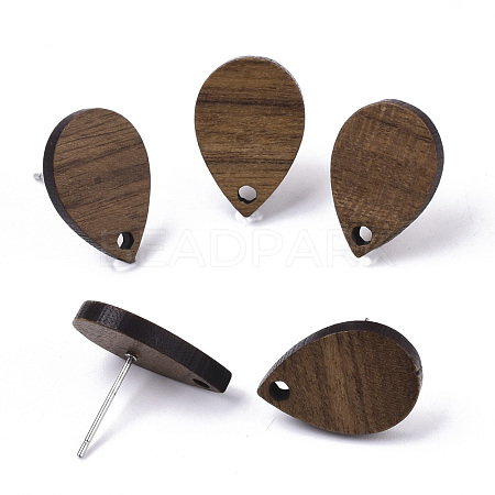Walnut Wood Stud Earring Findings X-MAK-N033-007-1