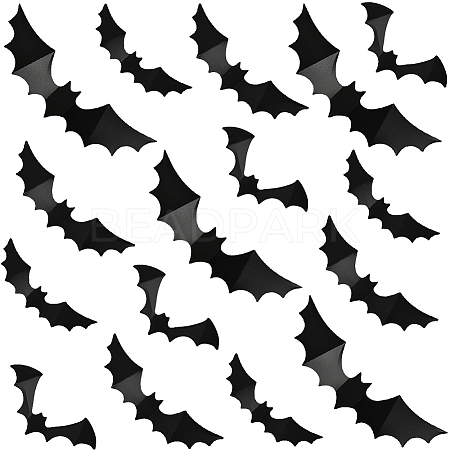 8 Bags Halloween Theme PVC Plastic Artificial 3D Bat Decorations DIY-SP0005-38-1