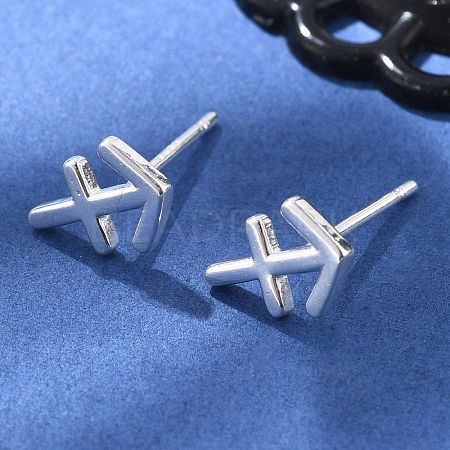 925 Sterling Silver Stud Earrings EJEW-K303-01S-09-1