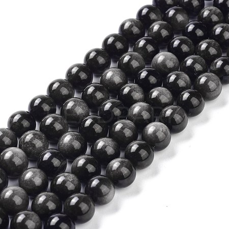 Natural Silver Obsidian Beads Strands G-D083-01A-1