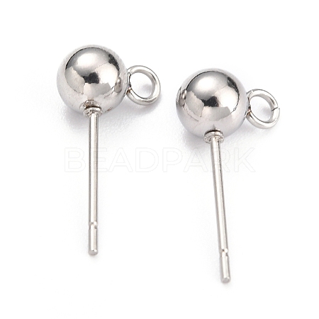 Non-Tarnish 304 Stainless Steel Ball Post Stud Earring Findings X-STAS-Z035-02P-E-1