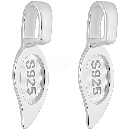 2Pcs 925 Sterling Silver Glue-on Flat Pad Bails STER-BBC0009-30-1