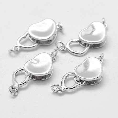 Anti-Tarnish Rhodium Plated 925 Sterling Silver Box Clasps STER-F037-073P-1