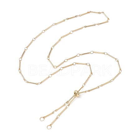 Brass Bar Link Chain Necklace Making AJEW-JB01188-01-1