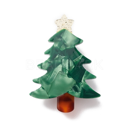 Green Cellulose Acetate(Resin) Christmas Brooch Pin JEWB-K009-01A-1