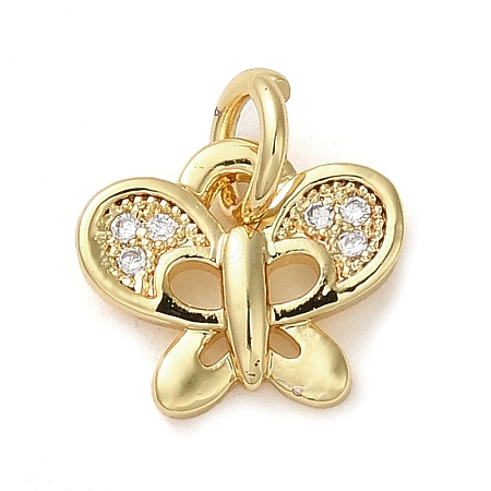 Brass Micro Pave Clear Cubic Zirconia Pendants KK-U005-01A-G-1