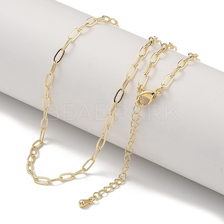 Brass Paperclip Chain Necklaces KK-H503-38G-1