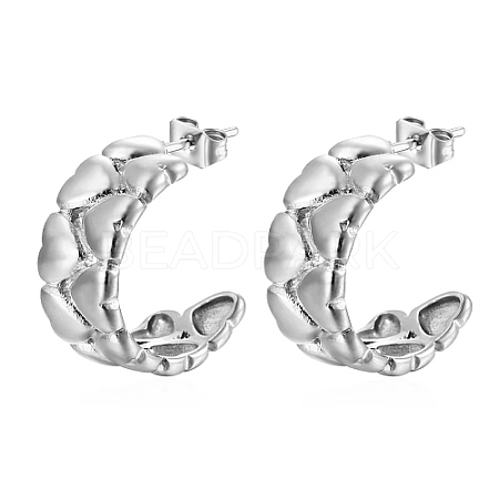 304 Stainless Steel Heart Stud Earrings TF9236-01-1