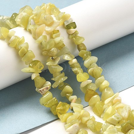 Natural Lemon Jade Chip Bead Strands X-G-M205-22-1