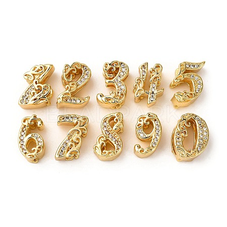 Brass Micro Pave Cubic Zirconia Beads KK-A265-01G-1