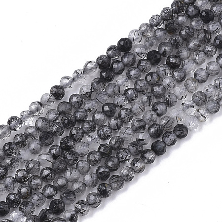 Natural Black Rutilated Quartz Beads Strands X-G-S361-2.5mm-011-1