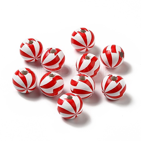 Christmas Theme Printed Natural Wooden Beads WOOD-L020-A02-1