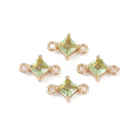 Brass Pave Glass Rhombus Links Connector Charms GLAA-Q088-001I-1