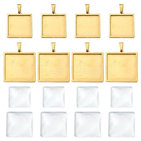 8Pcs 2 Styles 304 Stainless Steel Pendant Cabochon Settings STAS-YW0003-50-1