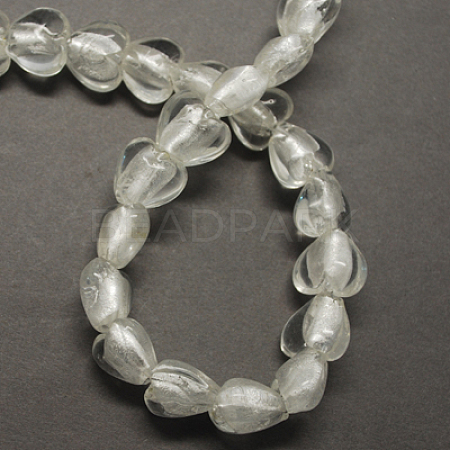 Handmade Silver Foil Glass Beads FOIL-R050-12x8mm-17-1