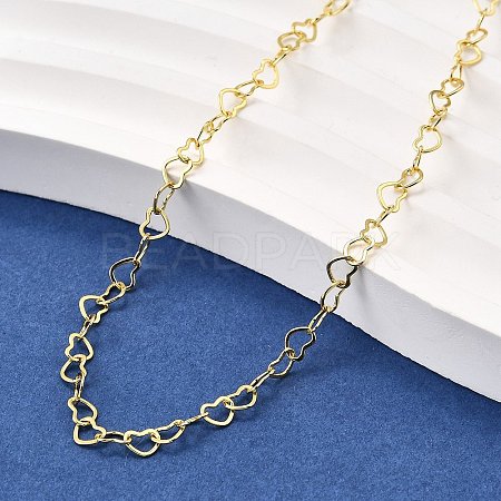Brass Heart Link Chain Necklaces NJEW-M108-33G-1