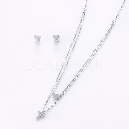 304 Stainless Steel Jewelry Sets X-SJEW-O090-34P-1