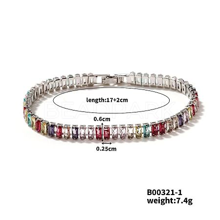 Brass Colorful Sparkling Cubic Zirconia Bracelet Fashionable Luxury Unique Style Accessory GT6474-4-1