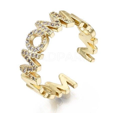 Brass Micro Pave Clear Cubic Zirconia Cuff Rings RJEW-S044-109-NF-1