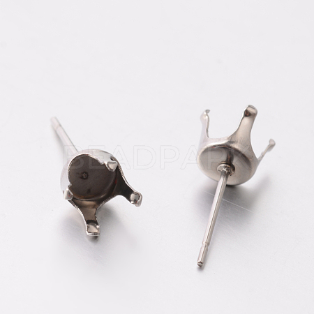 304 Stainless Steel Post Stud Earring Settings X-STAS-E074-20-1