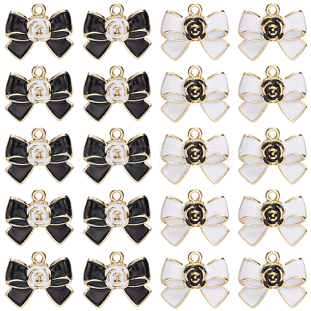 48Pcs 2 Colors Alloy Enamel Pendants ENAM-SC0006-57-1