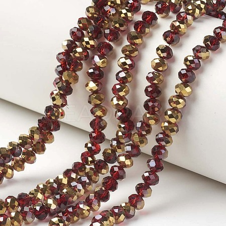 Electroplate Transparent Glass Beads Strands X-EGLA-A034-T6mm-O07-1