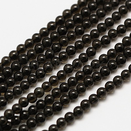 Natural Obsidian Round Bead Strands G-A130-3mm-04-1