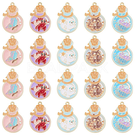 20Pcs 5 Styles Alloy Enamel Pendants ENAM-CJ0005-43-1