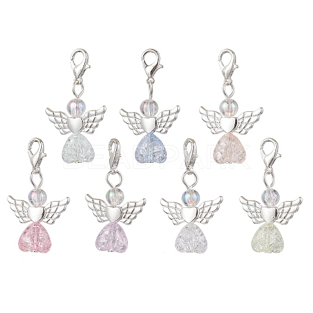 Heart Angel Acrylic Pendant Decorations HJEW-JM02538-01-1