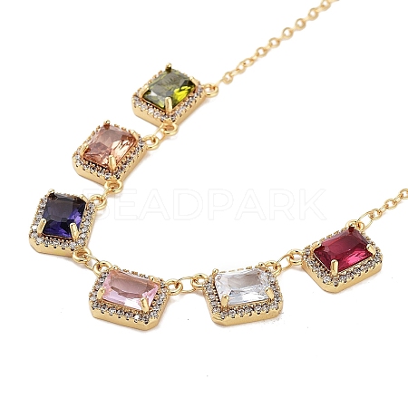 Rack Plating Brass Micro Pave Cubic Zirconia Necklaces NJEW-M215-02G-01-1