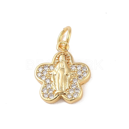 Brass Micro Pave Clear Cubic Zirconia Charms KK-E111-32E-G-1