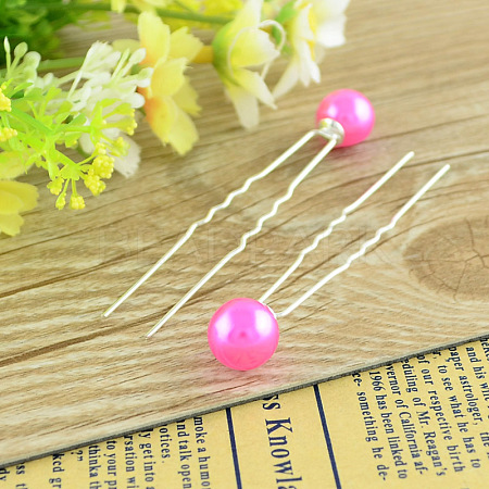 Lady's Hair Accessories Silver Color Plated Iron Ball Hair Forks PHAR-S178-05-1